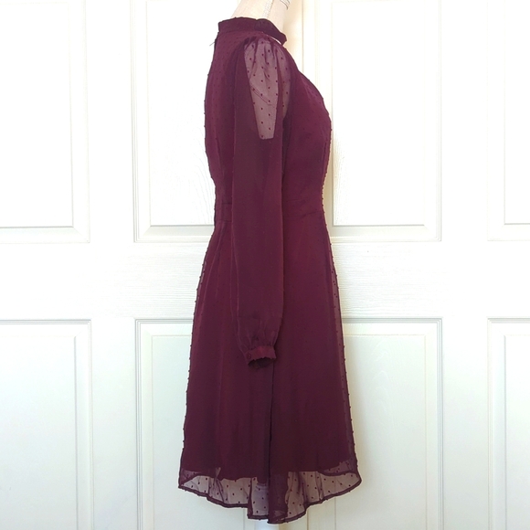 ModCloth Apogee of elegance Plum Swiss Dot long sleeve Dress - Picture 5 of 8
